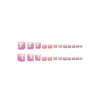 Thumbnail for 48Pcs Press on Nails Long Square & Toenails Set, Fake Nails With Flower Butterfly Design Full Glue on French Tip, Full Cover Stick on Toe Nails for Women Manicure | Premium Nail Wraps