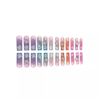 Thumbnail for 48Pcs Press on Nails Long Square & Toenails Set, Fake Nails With Flower Butterfly Design Full Glue on French Tip, Full Cover Stick on Toe Nails for Women Manicure | Premium Nail Wraps