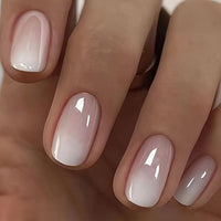 Thumbnail for Square Press on Nails Short Fake Nails Press ons Ombre Pink False Nails with Designs Chrome Nails Acrylic Glossy Full Cover Glue on Nails Cute Artificial Stick on Nail for Women Decoration 24 Pcs | Premium Nail Wraps - Premium Nail Wraps, Salon-Quality, Easy Application