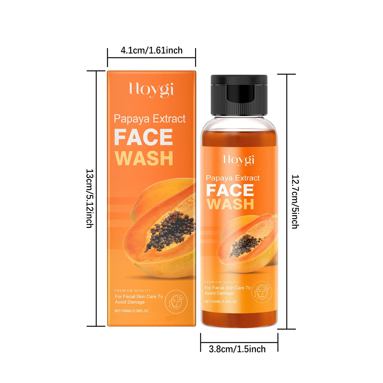 Papaya and Tea Tree Oil Face Wash with Hyaluronic Acid, Glycerin & Arbutin - Gentle Foaming Cleanser for Sensitive Skin, Deep Cleansing Without Dryness, 3.38 fl oz