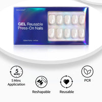 Thumbnail for SHANGMENG Pearl White Press on Nails Short - Soft Gel Chrome Press on Nails Square for Women Gift, Glossy Glue on Nails in 16 Sizes - 32 Reusable Fake Nails with Glue, Pearl White | Premium Nail Wraps