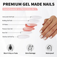 Thumbnail for SHANGMENG Pearl White Press on Nails Short - Soft Gel Chrome Press on Nails Square for Women Gift, Glossy Glue on Nails in 16 Sizes - 32 Reusable Fake Nails with Glue, Pearl White | Premium Nail Wraps