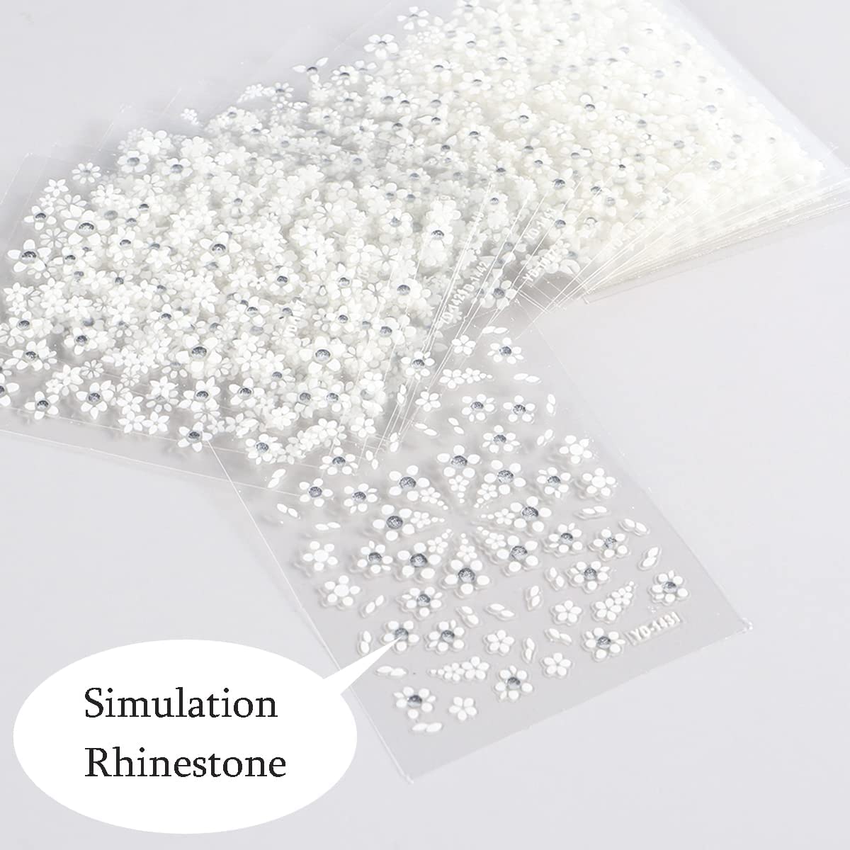 30Sheets Floral Nail Art Nail Nail Wraps Decals 3D Self Adhesive White Flower Designs Nails Supplies White Flower Nail Nail Wraps with Rhinestones Nail Decorations for Women Manicure Transfer Tool Nails Nail Wraps