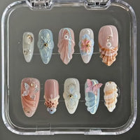 Thumbnail for MAGLFELL 10PCS Handmade Nails Press On Nails Almond Art False Nails Women's Nails Kit 3d Press on nails,Small Size | Premium Nail Wraps