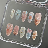 Thumbnail for MAGLFELL 10PCS Handmade Nails Press On Nails Almond Art False Nails Women's Nails Kit 3d Press on nails,Small Size | Premium Nail Wraps - Premium Nail Wraps, Salon-Quality, Easy Application