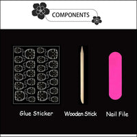 Thumbnail for 48Pcs Press on Nails Long Square & Toenails Set, Fake Nails With Flower Butterfly Design Full Glue on French Tip, Full Cover Stick on Toe Nails for Women Manicure | Premium Nail Wraps