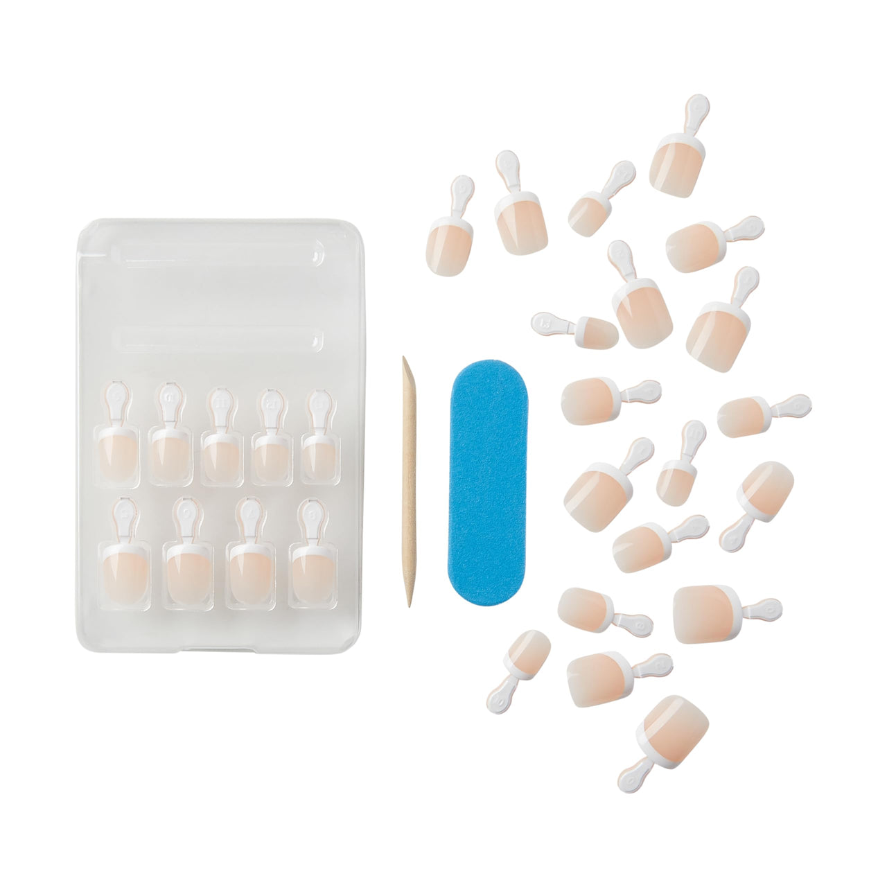 KISS Salon Acrylic, Press-On Nails, Nail glue included, 'Crush Hour', French, Petite Size, Squoval Shape, Includes 28 Nails, 2g Glue, 1 Manicure Stick, 1 Mini File | Premium Nail Wraps