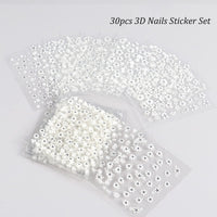 Thumbnail for 30Sheets Floral Nail Art Nail Nail Wraps Decals 3D Self Adhesive White Flower Designs Nails Supplies White Flower Nail Nail Wraps with Rhinestones Nail Decorations for Women Manicure Transfer Tool Nails Nail Wraps