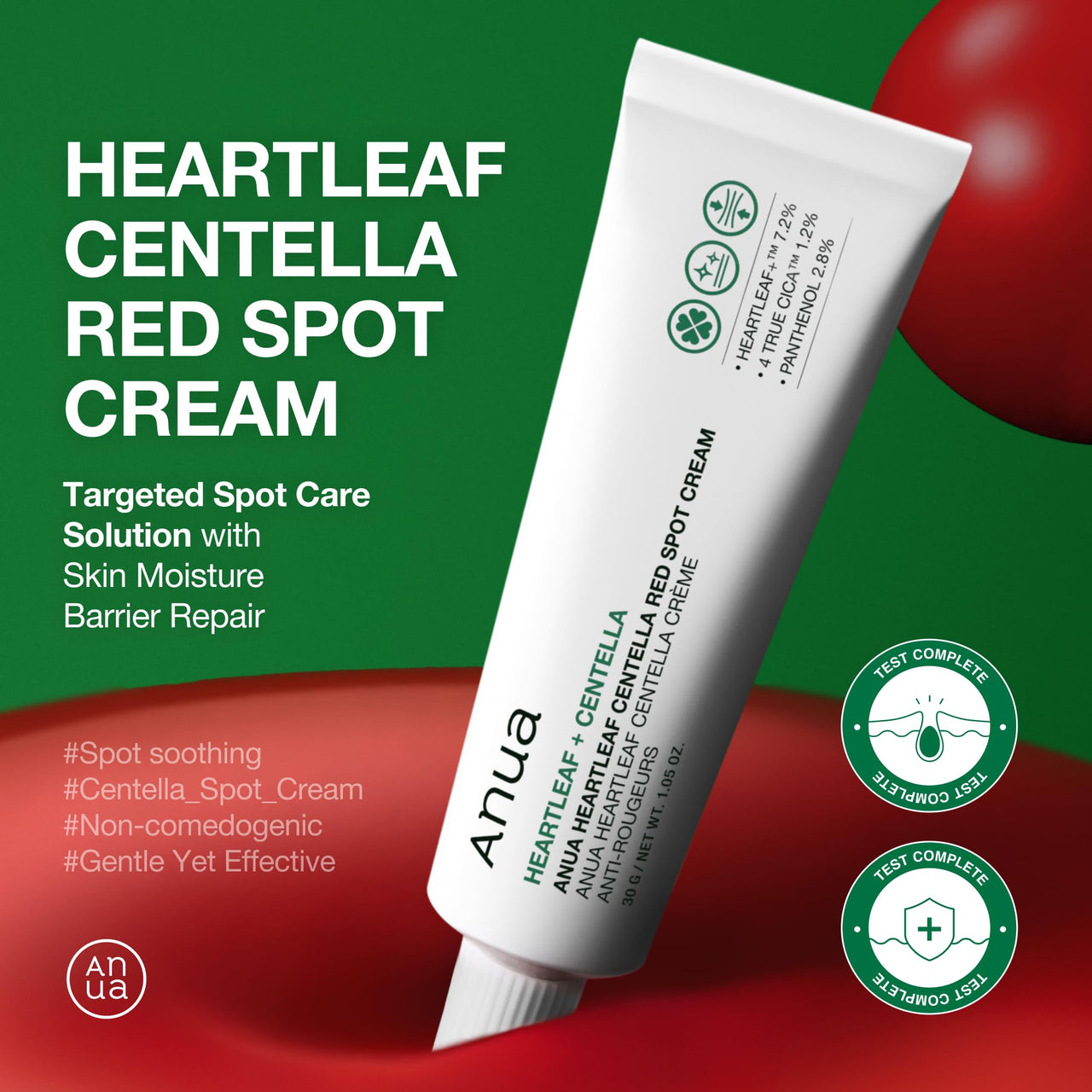 Anua Heartleaf Centella Red Spot Cream, Hydration Face Moisturizer for Skin Relief, Niacinamide, Centella, Panthenol, Spot Treatment for sensitive skin, Non-comedogenic, Korean Skincare (30g/1.05oz)