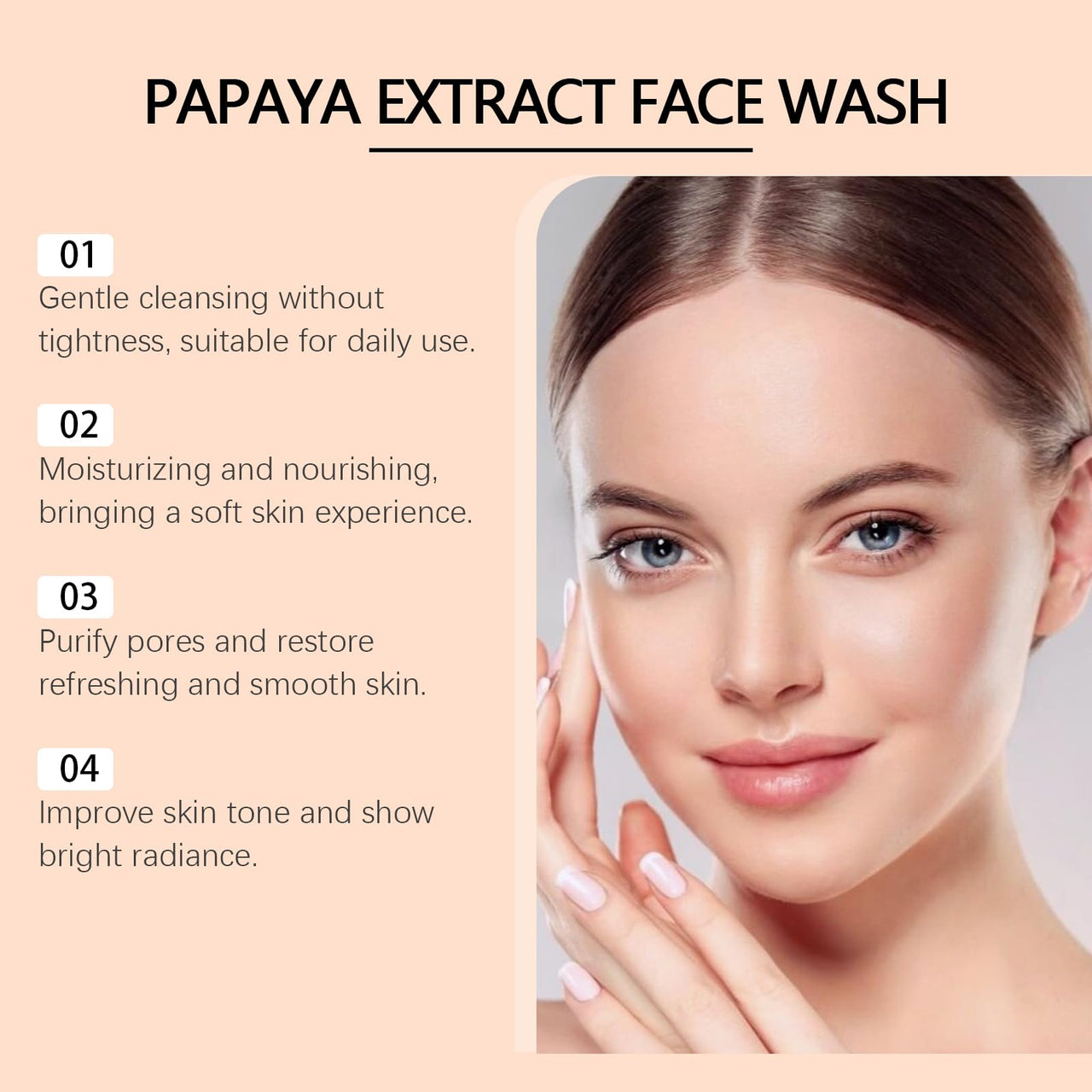 Papaya and Tea Tree Oil Face Wash with Hyaluronic Acid, Glycerin & Arbutin - Gentle Foaming Cleanser for Sensitive Skin, Deep Cleansing Without Dryness, 3.38 fl oz