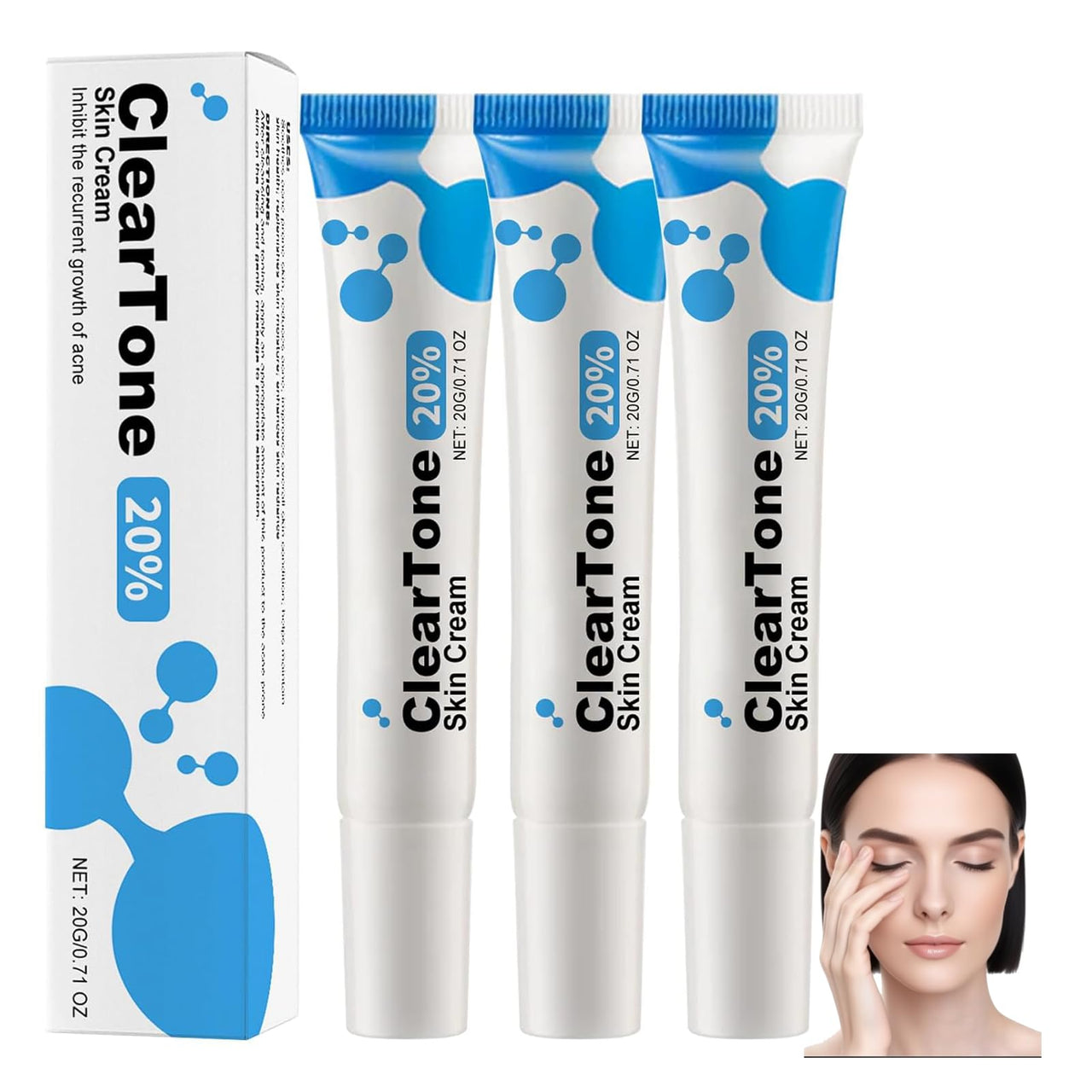20% Azelaic Acid Acne Cream for Face, 20% Azelaic Acid Serum, Clear Tone Skin Cream, It Can Relieve Facial Redness, Balance Excess Oil, Soothe Skin Without Irritation - 0.26 OZ (3pcs)