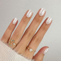 Thumbnail for SHANGMENG Pearl White Press on Nails Short - Soft Gel Chrome Press on Nails Square for Women Gift, Glossy Glue on Nails in 16 Sizes - 32 Reusable Fake Nails with Glue, Pearl White | Premium Nail Wraps