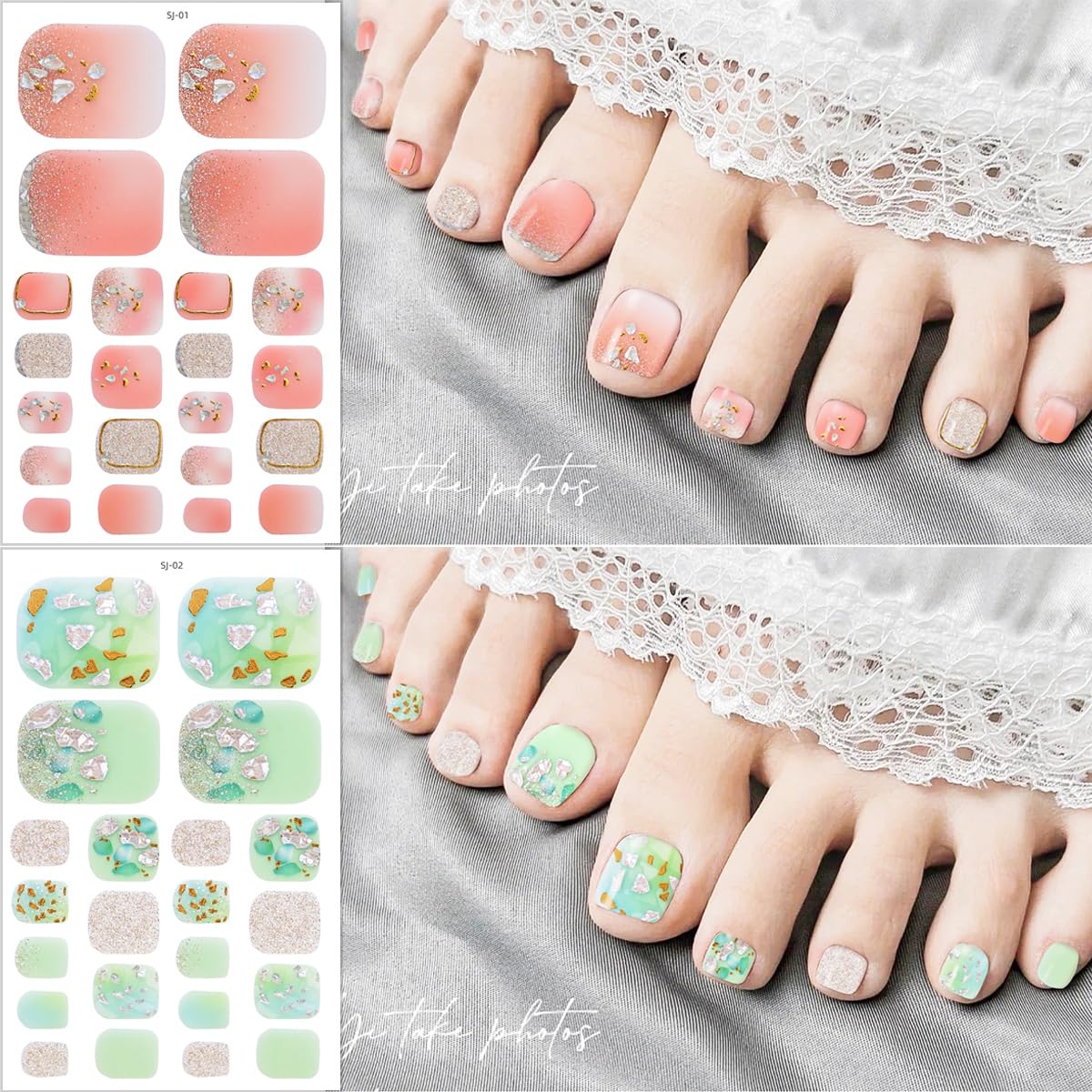 KTAABTR 8 Sheets Toenail Nail Nail Wraps Self-Adhesive Nail Nail Wraps With Daisy Flowers Design - DIY Gel Polish Strips for Women Girls Toe Nail Decorations