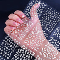 Thumbnail for 30Sheets Floral Nail Art Nail Nail Wraps Decals 3D Self Adhesive White Flower Designs Nails Supplies White Flower Nail Nail Wraps with Rhinestones Nail Decorations for Women Manicure Transfer Tool Nails Nail Wraps