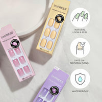 Thumbnail for KISS imPRESS No Glue Mani Press On Nails, , 'Frosting', White, Short Size, Squoval Shape, Includes 30 Nails, Prep Pad, Instructions Sheet, 1 Manicure Stick, 1 Mini File | Premium Nail Wraps