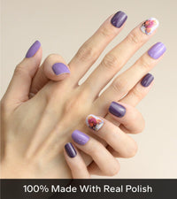 Thumbnail for banmagately Nail Polish Strips, 20Pcs Salon Quality Gel Nail Nail Nail Wraps, Easy Long Lasting Nail Wraps for Short Nails no UV Light Needed (Purple Bird & Flower)