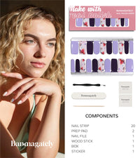 Thumbnail for banmagately Nail Polish Strips, 20Pcs Salon Quality Gel Nail Nail Nail Wraps, Easy Long Lasting Nail Wraps for Short Nails no UV Light Needed (Purple Bird & Flower)