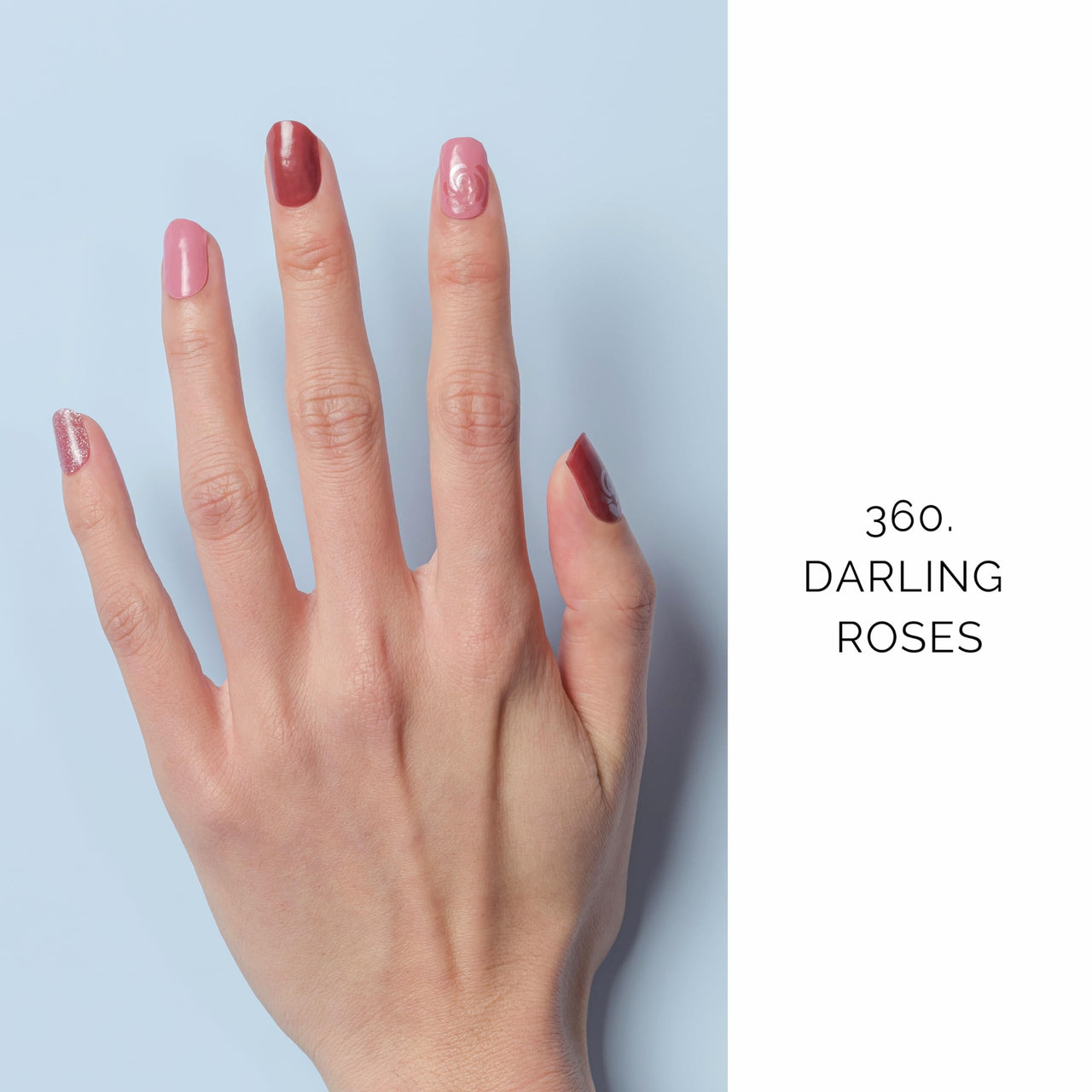 NAILOG Semi Cured Gel Nail Strips, 20 Pcs Red Long Lasting Nail Nail Wraps Extra Long Nail Nail Wraps with Glossy Gel Finishing for Spring Summer, Darling Roses