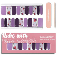 Thumbnail for banmagately Nail Polish Strips, 20Pcs Salon Quality Gel Nail Nail Nail Wraps, Easy Long Lasting Nail Wraps for Short Nails no UV Light Needed (Purple Bird & Flower)