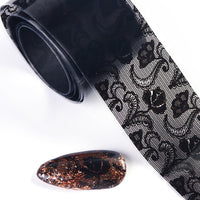 Thumbnail for XEAOHESY 10 Rolls Black White Flower Nail Foil Transfer Sticker Kit Lace Nail Foil Sheets Foil Nail Art Decals Flower Nail Foil Transfer Nail Nail Wraps Foil Nail Nail Wraps for Women Nail Art