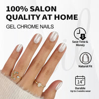 Thumbnail for SHANGMENG Pearl White Press on Nails Short - Soft Gel Chrome Press on Nails Square for Women Gift, Glossy Glue on Nails in 16 Sizes - 32 Reusable Fake Nails with Glue, Pearl White | Premium Nail Wraps