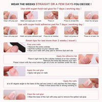 Thumbnail for Long Press on Nails Square Fake Nails French Tip False Nails with 3D Bow Line Flower Designs Glue on Nails Glossy Acrylic Nails Full Cover Artificial Stick on Nails for Women 24Pcs | Premium Nail Wraps
