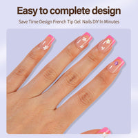 Thumbnail for Misssix XBASICTIPS French Tip Press On Nails, 150Pcs Pink Press On Nails Short Square, French Soft Gel Nail Tips, Pre-shaped No Need to File 3 in 1 Tips, Fake Nails for Nail Art DIY Designs 15 Sizes