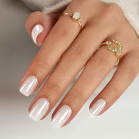 Thumbnail for SHANGMENG Pearl White Press on Nails Short - Soft Gel Chrome Press on Nails Square for Women Gift, Glossy Glue on Nails in 16 Sizes - 32 Reusable Fake Nails with Glue, Pearl White | Premium Nail Wraps - Premium Nail Wraps, Salon-Quality, Easy Application