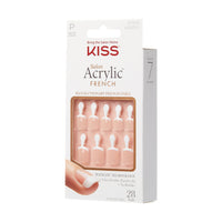 Thumbnail for KISS Salon Acrylic, Press-On Nails, Nail glue included, 'Crush Hour', French, Petite Size, Squoval Shape, Includes 28 Nails, 2g Glue, 1 Manicure Stick, 1 Mini File | Premium Nail Wraps