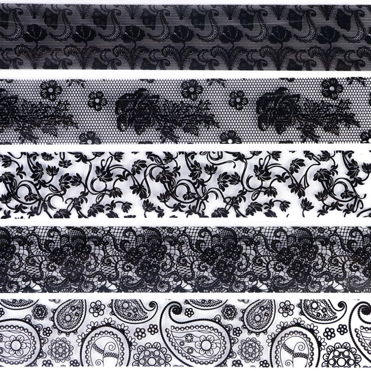 XEAOHESY 10 Rolls Black White Flower Nail Foil Transfer Sticker Kit Lace Nail Foil Sheets Foil Nail Art Decals Flower Nail Foil Transfer Nail Nail Wraps Foil Nail Nail Wraps for Women Nail Art