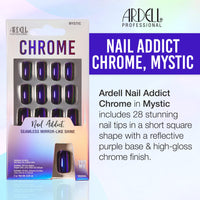 Thumbnail for Ardell Nail Addict Chrome Press on Nails Short Square Shape, Mystic, Nail Kit, 1-Pack