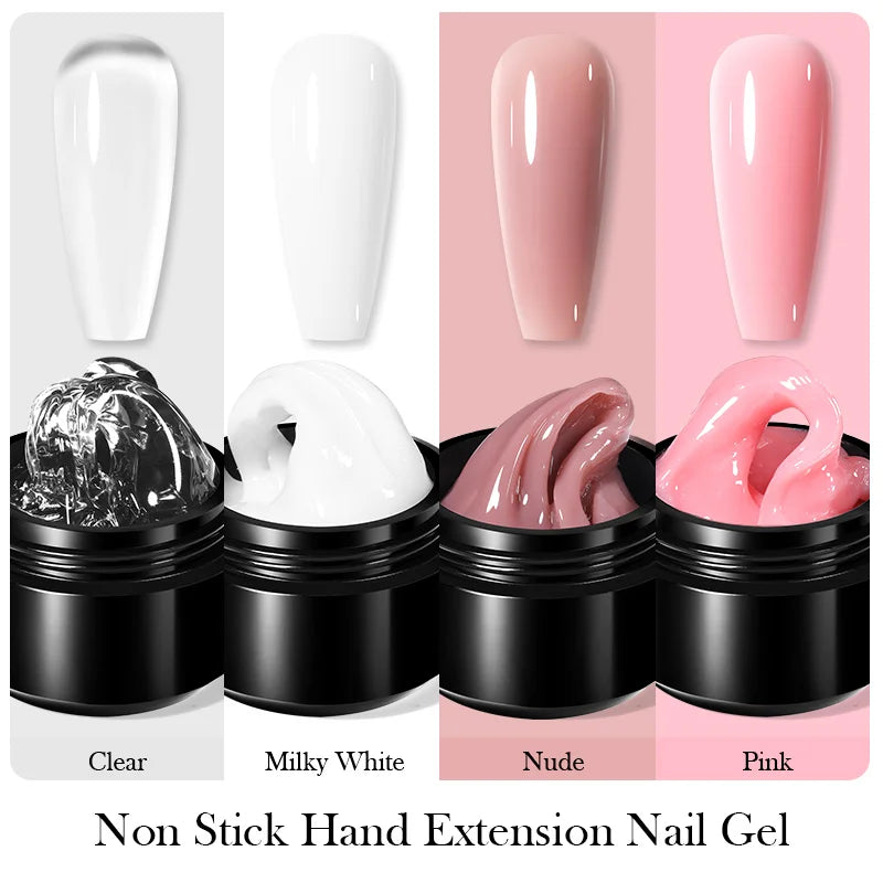Crazy Gels BORN PRETTY 4Pcs 15ML Non Stick Hand Solid Extension Nail Gel Set Manicure Clear Pink Extension Gel Nail Extension Kit