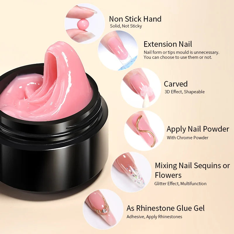 Crazy Gels BORN PRETTY 4Pcs 15ML Non Stick Hand Solid Extension Nail Gel Set Manicure Clear Pink Extension Gel Nail Extension Kit