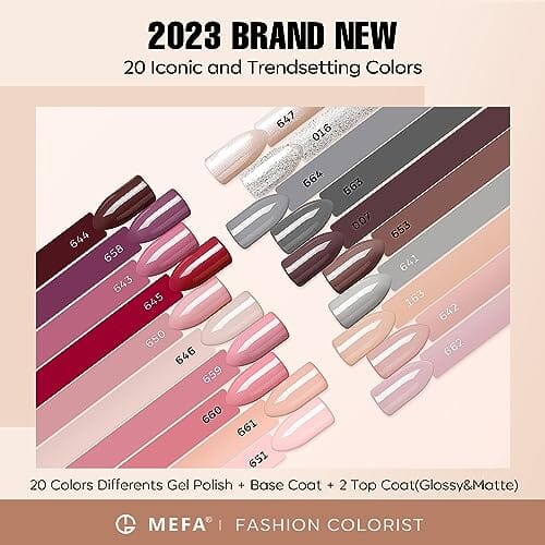 MEFA Nude-Pink Collection | 20 Colours | MEFA | 23 Pcs Gel Nail Polish Kit
