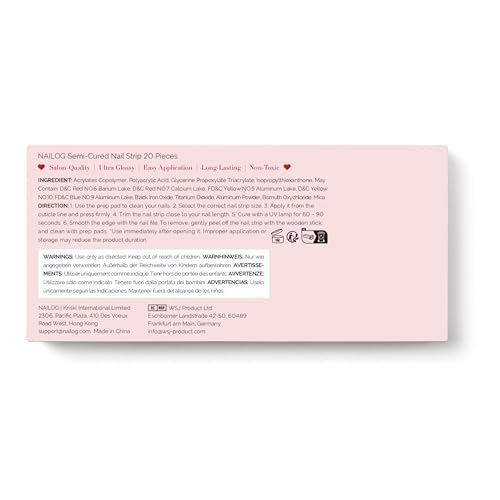 NAILOG Semi Cured Gel Strips - 20 Pcs Nail Stickers | Buy 2 Get 1 UV Light | Extra Long Wraps With Glossy Gel Finishing Black Flowers, Poppy