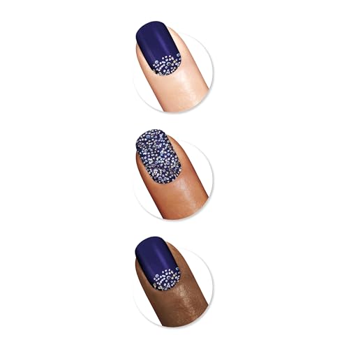 Sally Hansen Salon Effects Gel Nail Strips, Midnight Marine - Blue, Printed, No UV/LED Nail Lamps, Salon-Quality, Long Lasting, Easy to Apply & Remove - Includes 1 Prep Pad, Nail File & Wooden Stick – Premium Nail Wrap Set