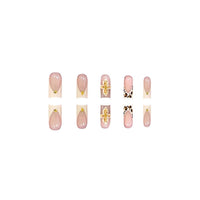 Thumbnail for Medium Square Press on Nails French Tip False Nails with Leopard Print 3D Flower and Stars Designs Fake Nail Embossed Acrylic Full Cover Stick on Nail for Women 24 Pcs (P-1, M-1)