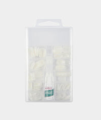 Thumbnail for KISS Full-Cover Nails, Press On Nails, Nail glue included, 'Short Square', Clear, Short Size, Squoval Shape, Includes 100 Nails, 3g Glue