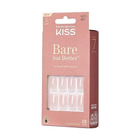 Thumbnail for KISS Bare but Better Press On Nails, Glossy Pink, Short Length, Square Shape, 28 Fake Nails, Pink Gel Nail Glue Net Wt. 2g (0.07 Oz.), Mini Nail File, & Manicure Stick | Premium Nail Wraps