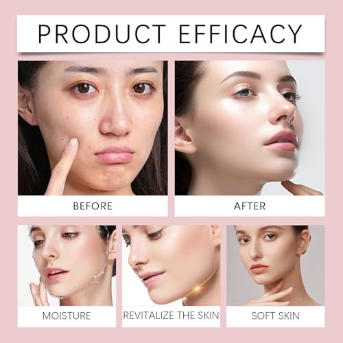Before and after comparison of a skincare product's effects on skin texture and appearance.