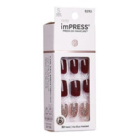Thumbnail for KISS imPRESS No Glue Mani Press On Nails, Design, 'No Other', Red, Short Size, Squoval Shape, Includes 30 Nails, Prep Pad, Instructions Sheet, 1 Manicure Stick, 1 Mini File | Premium Nail Wraps