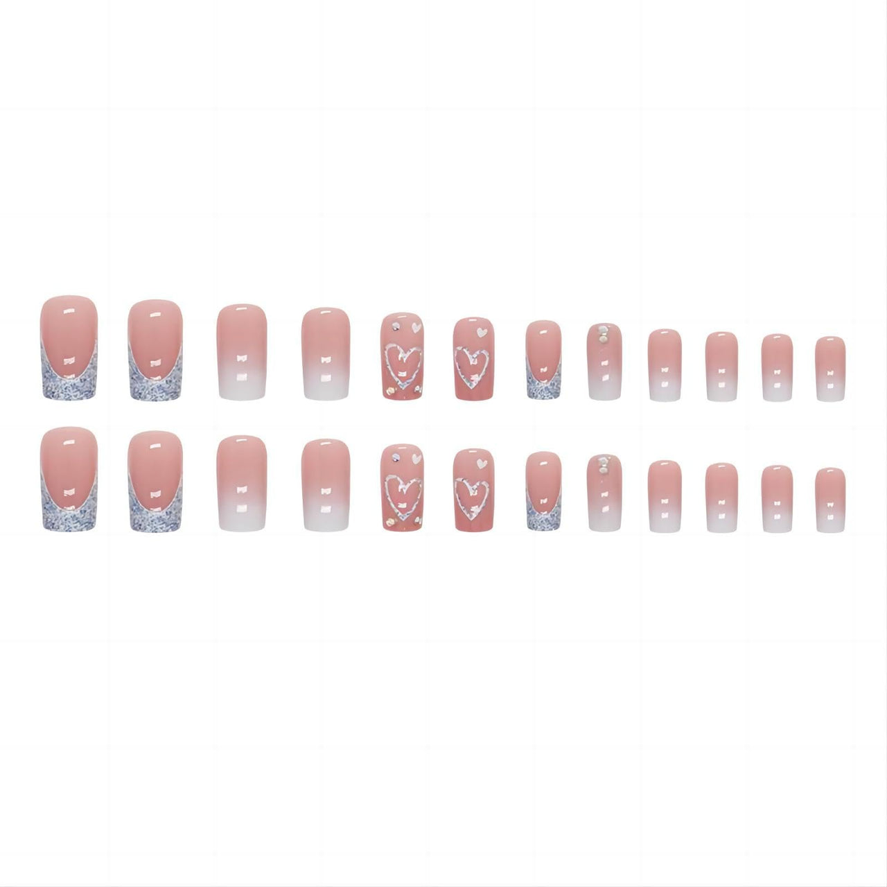 Ruokexin Heart Press On Nails Medium gel nail wraps – medium long – CrazyGels