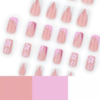 Thumbnail for Square Press on Nails Short Fake Nails Pink False Nails with 3D Flower Design Glue on Nails French Acrylic Nails Glitter Full Cover Stick on Nails Cute Acrylic Nails for Women Manicure 24Pcs | Premium Nail Wraps