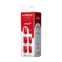 Thumbnail for KISS (Product) Red imPRESS Color Press-On Manicure, 'Red Impact', Solid Red Press-On Nails, Short Length & Square Shape, Prep Pad, Mini Nail File, Manicure Stick, & 30 Fake Nails