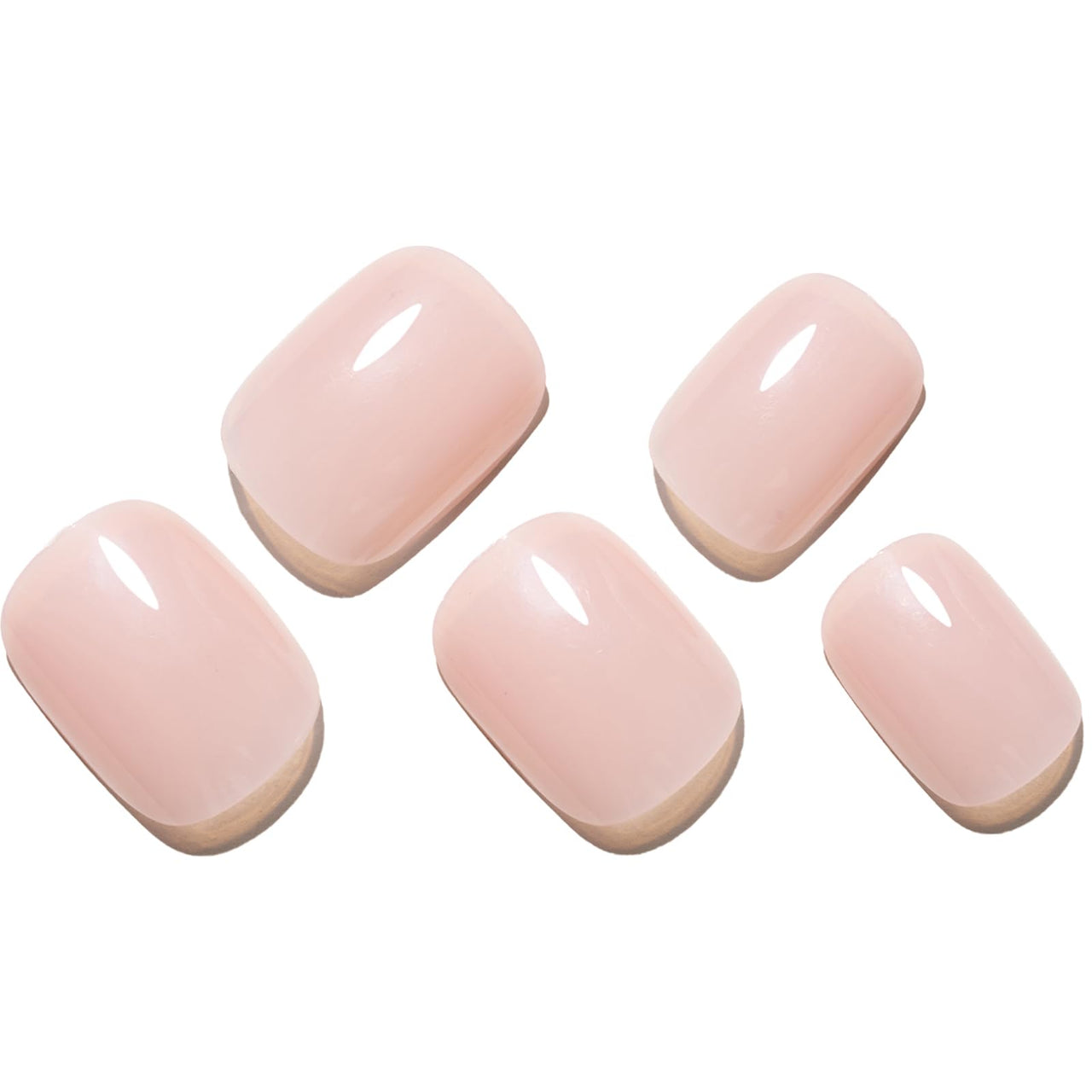 GLAMERMAID Extra Short Press on Nails, Nude Pink Fake Nails Short Squoval, Natural Round Square Glue on Nails Glossy Gel, Acrylic Metal False Nail Kits for Women, Reusable Stick on Full Cover Nails