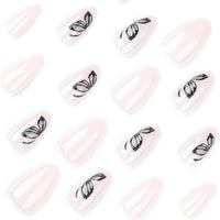 Thumbnail for Mivota Butterfly Press On Nails Almond Shape, Nude Fake Nails with Butterfly Cat Eye Gray Ombre Design, Glossy Gel Finish Acrylic Nails Kit for Women, Natural Reusable Glue-On Nails Set, 24 Pcs | Premium Nail Wraps