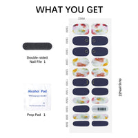 Thumbnail for 22pcs Nail Strips UV Free Nail Nail Nail Wraps Long Lasting Gel Nail Polish Strips Gloss Nail Nail Wraps with 2 Prep Pad, 1 Nail File (Floral Fragrance T047)
