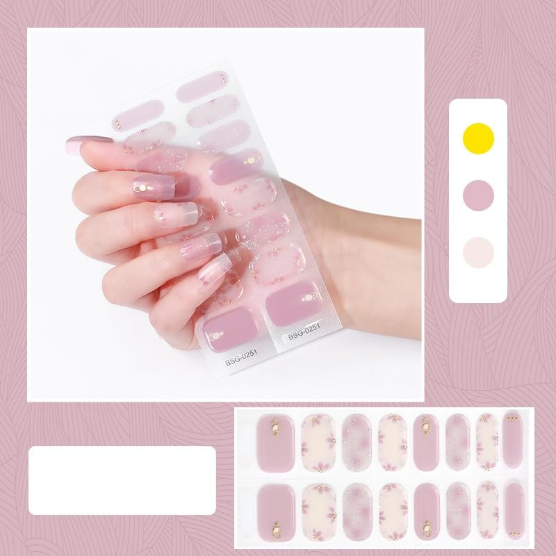 KCLEE Semi cured gel nail strips,Toenail Strips, work with different clothing, Careful production,Exquisite design and Long Lasting (BSG-0251) – Premium Nail Wrap Set
