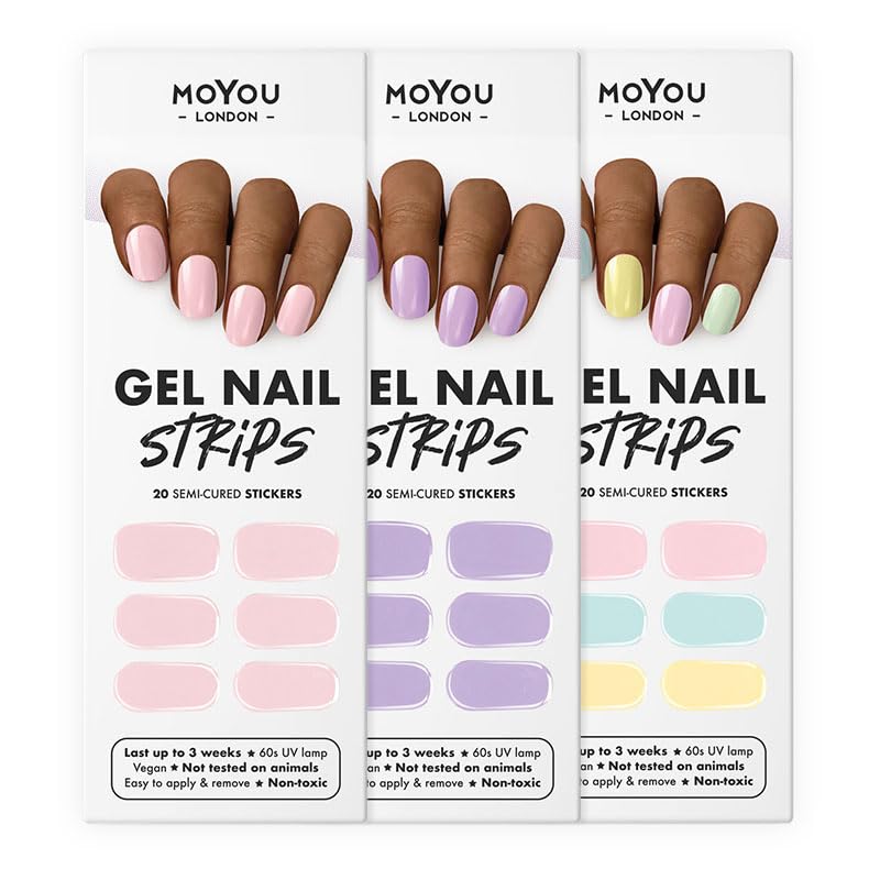 MOYOU LONDON Semi Cured Gel Nail Strips - 20 Pcs. Nail Nail Wraps for Salon-Quality Manicure - Works with Any UV Lamp - Easy to Apply, Trim, & Remove Gel Nail Nail Wraps