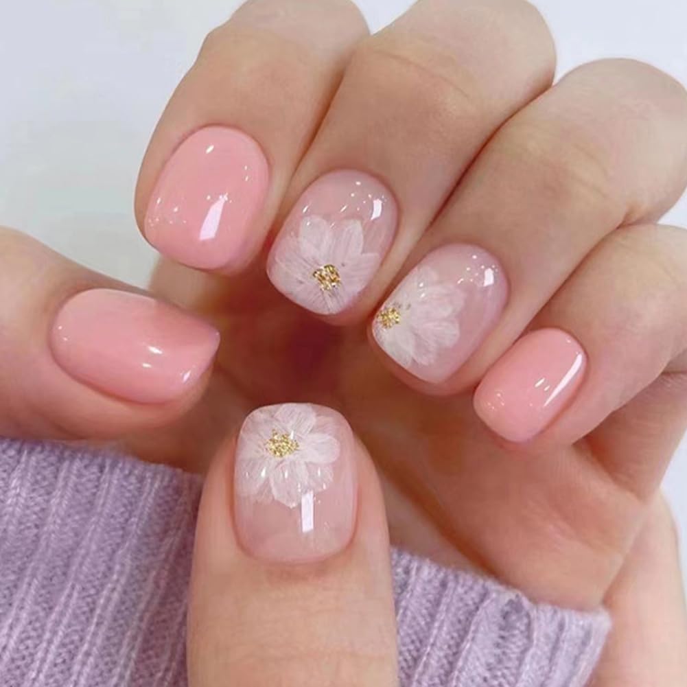 Press On Nails Short，acrylic ，short Square gel nail wraps – short long – CrazyGels